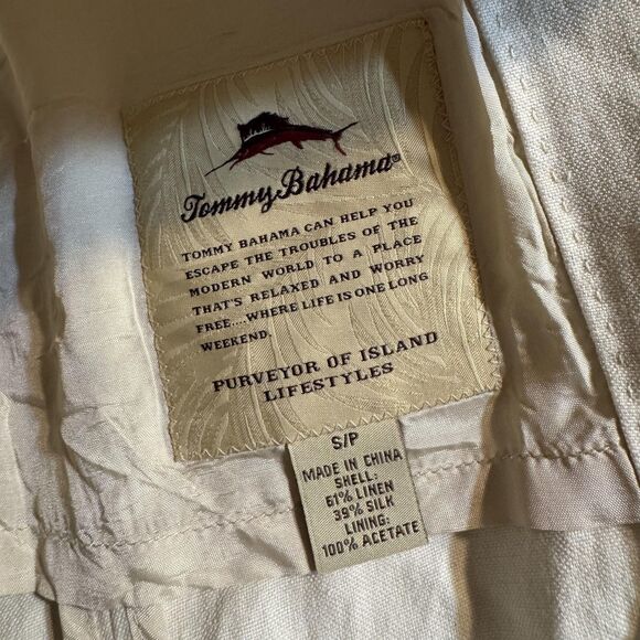 Tommy Bahama Blazer Mens Small Beige Linen Silk Blend Unstructured Casual Jacket - Picture 10 of 10